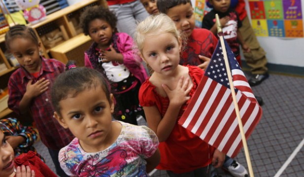 Children Recite Pledge Of Allegiance