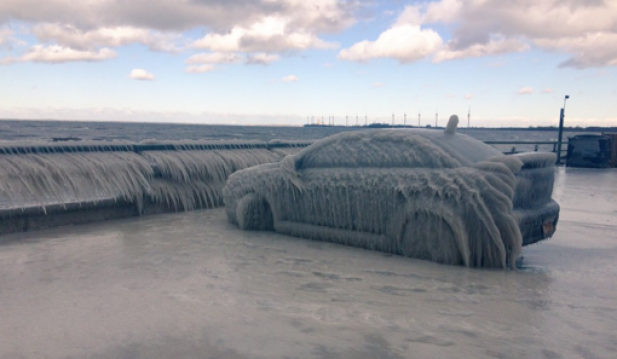 Frozen Car At Lake Erie
