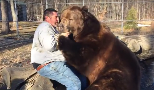 Man Cuddles With Bear