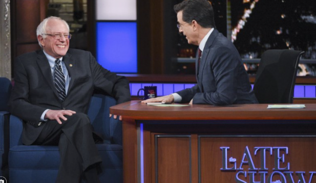 Bernie Sanders and Stephen Colbert