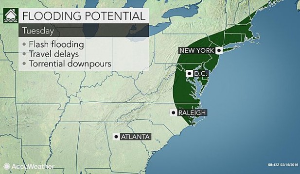 Flooding potential along the coast