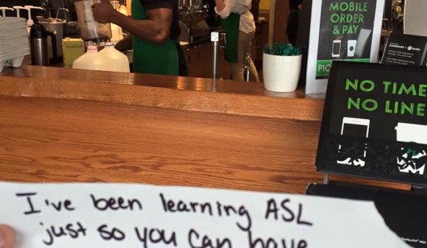 Starbucks Cashier Learns ASL For Customer
