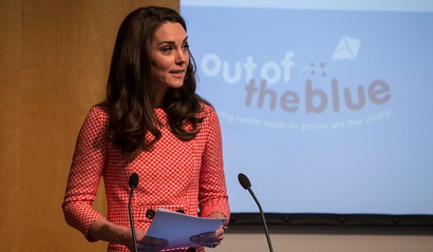 Catherine, Duchess of Cambridge speaks during the launch of maternal mental health films ahead of mother's day at Royal College of Obstetricians and Gynaecologists on March 23, 2017 in London, England