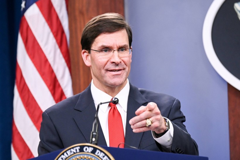 U.S. Defense Secretary Esper participates in a news conference at the Pentagon in Washington