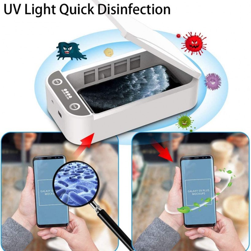 Indigi CleanBox Ultraviolet UV-C Light Phone Sterilizer Unit w/Aroma Diffuser & USB Charge Port