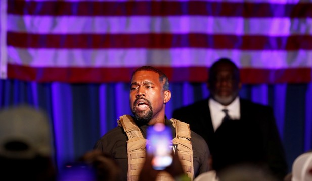 FILE PHOTO: Rapper Kanye West holds his first rally in support of his presidential bid in North Charleston