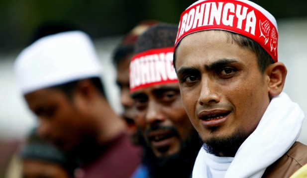 Rohingyas living in Malaysia protest against the treatment of Myanmar's Rohingya 