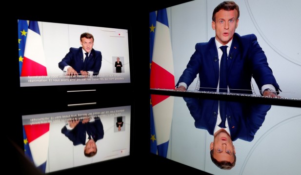 French President Emmanuel Macron on national telavision