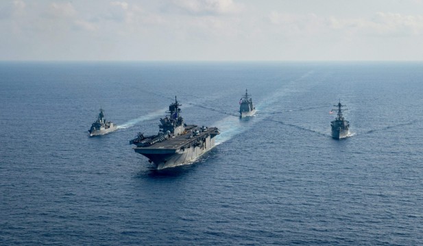 FILE PHOTO: U.S. Navy and Royal Australian Navy team up in the South China Sea.