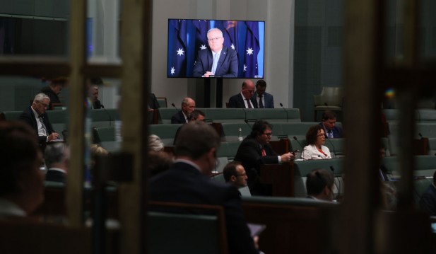 Parliament Sits With Prime Minister Scott Morrison Attending Virtually From Quarantine