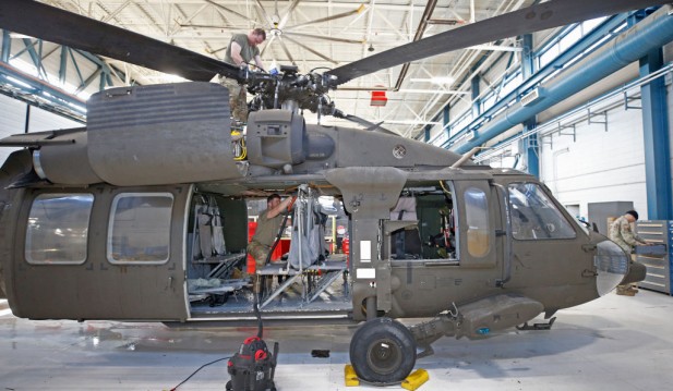 U.S. Military Apache And Blackhawk Helicopters Repaired At Utah's South Valley Regional Airport