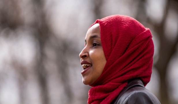 Rep. Ilhan Omar Holds Press Conference And Rally At Site Of Daunte Wright Shooting