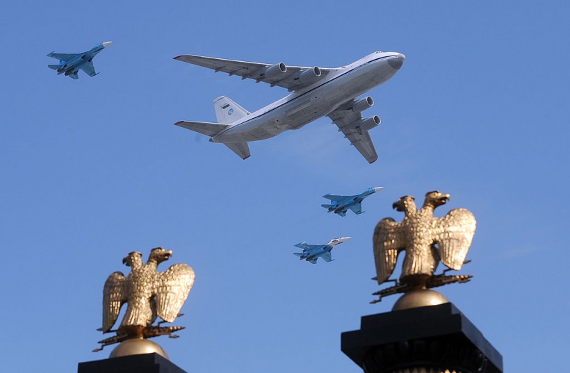 A Russian Il-80 plane and MiG-29 fighter