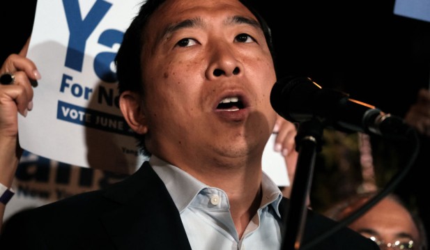 Mayoral Candidate Andrew Yang Holds Primary Night Event In Hell's Kitchen
