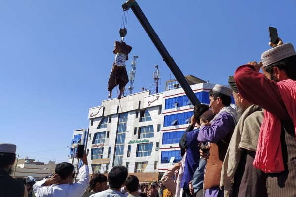 Taliban Insurgents Hung the Bodies of Criminal Atop Diggers as the Latest Expression Stiff Penalties Under their Regime