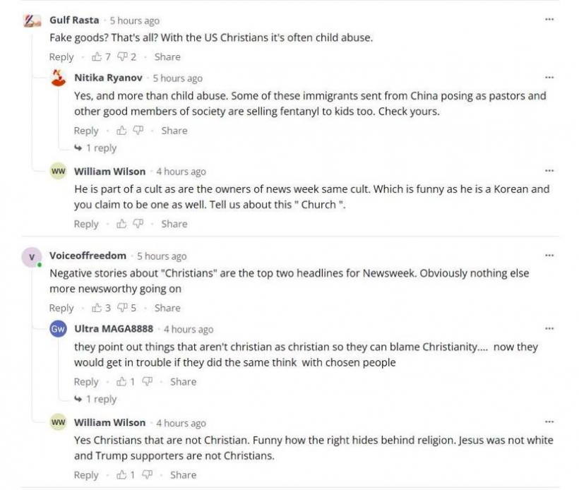 (Photo : Screen grab by Ryan Lee of Newsweek readers commenting on the Naveed Jamali's hit piece)