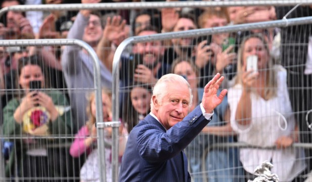 King Charles III Holds Impromptu Meet-And-Greet With Supporters Ahead Coronation