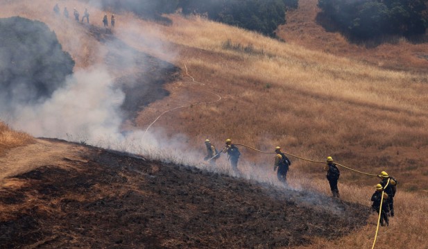 California Firefighters Set Controlled Burns As Part Of Wildfire Training