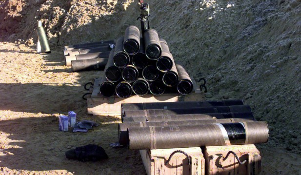 M119 105mm Artillery Rounds Stacked and Ready to be Fired