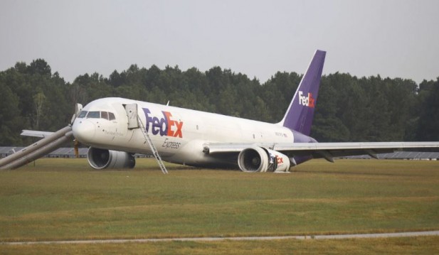 FedEx Plane Skids Off Chattanooga Airport Runway After Landing Gear Fails to Deploy