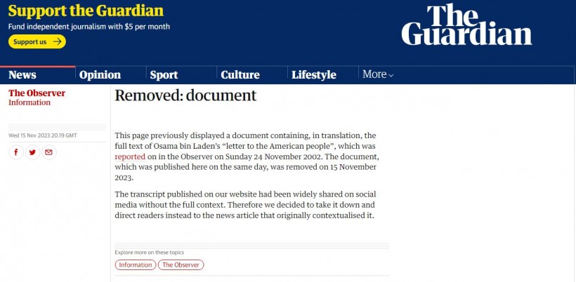 The Guardian Removes Bin Laden's 2002 