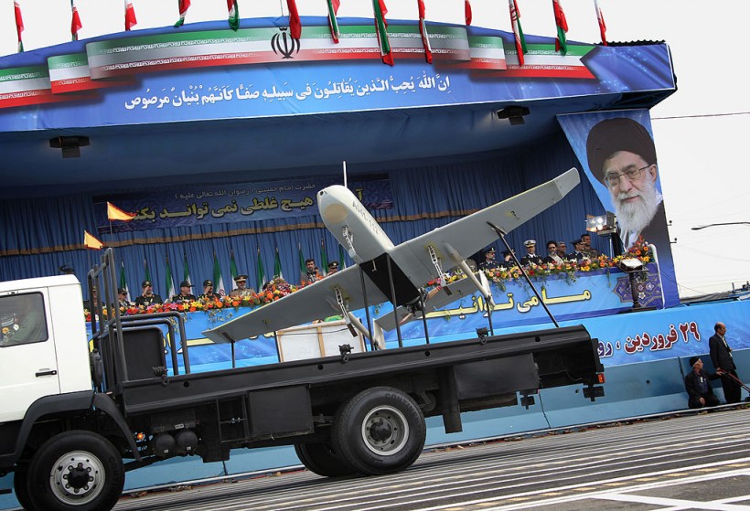 An Iranian-made drone is paraded during