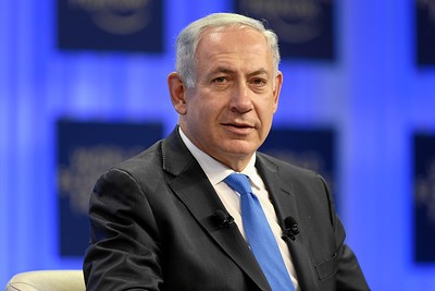 Benjamin Netanyahu, Prime Minister of Israel listens during the plenary session 'Israel's Economic and Political Outlook' at the Annual Meeting 2014 of the World Economic Forum at the Congress Centre in Davos, January 23, 2014.