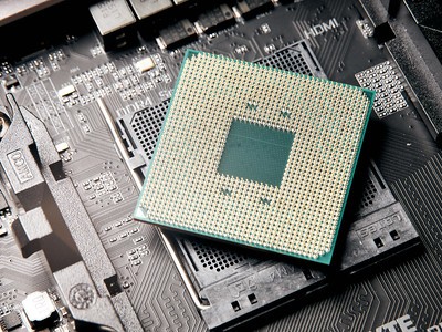 CPU sitting atop the motherboard socket during the recent computer chip shortage.
