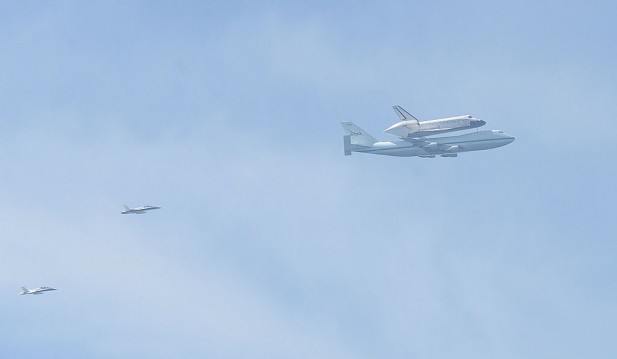 Space Shuttle Endeavour Arrives In L.A. Atop Transport Plane