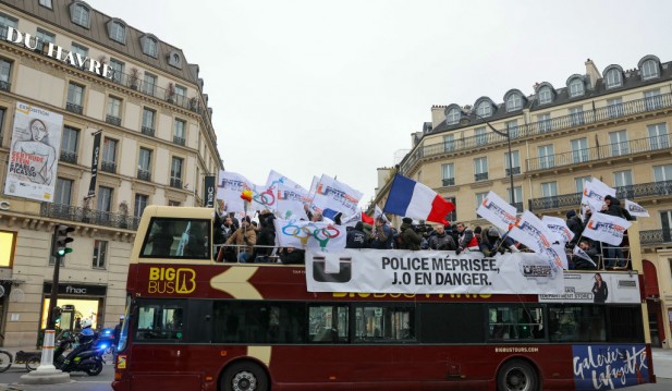 Paris Police Officers Protest On Open-Top Buses to Express Demands Ahead of Olympics