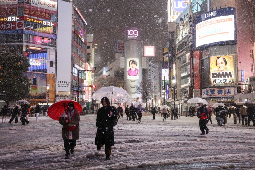 Snowy Weather Disrupts Life In Tokyo