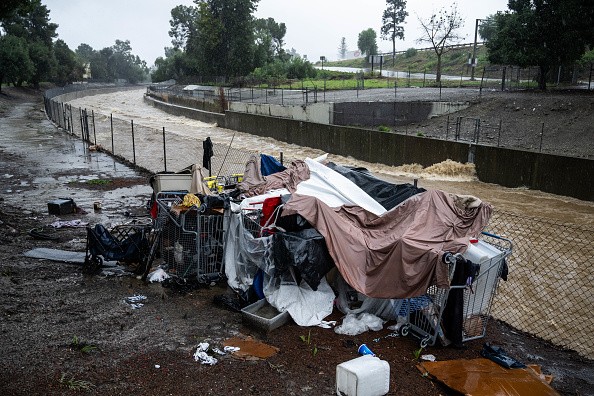 Unhoused Shelter During Los Angeles Rain Storm