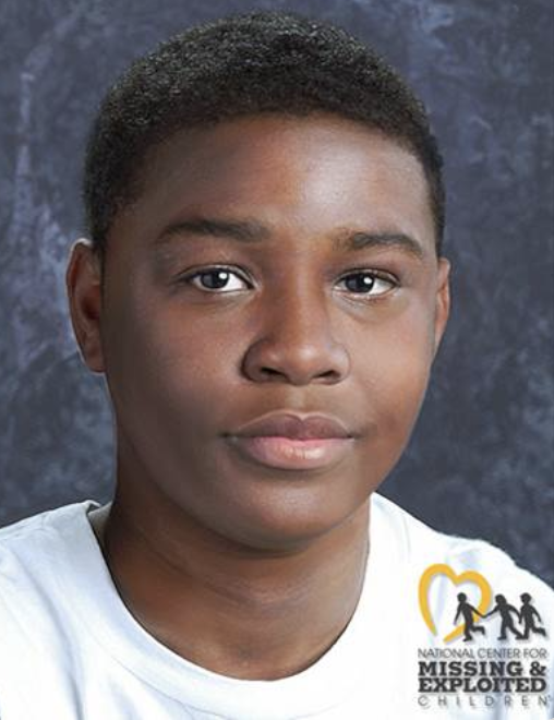 Jaylen Griffin is shown age-progressed to 15 years. He was last seen on August 4, 2020.