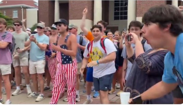 Counter-protesters at University of Mississippi