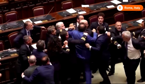 Italian Parliament brawl