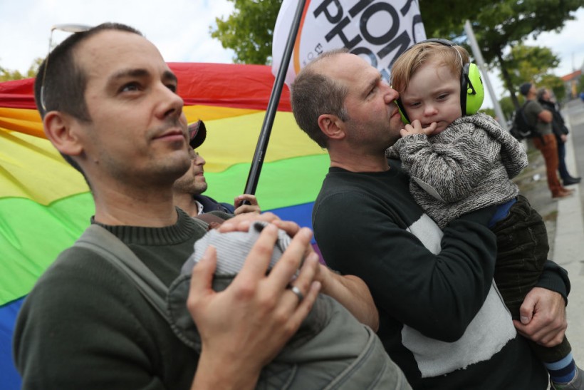 Protesters For And Against Gay Marriage Rally In Berlin