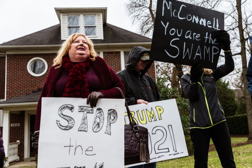 Protestors Call For New Presidential Vote Count At Mitch McConnell's KY Home