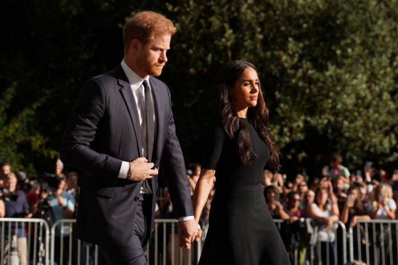 Prince Harry, Meghan Markle Spotted Somber as Couple Joins Royal Family To Receive Queen Elizabeth II's Coffin