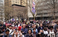 Demonstrators Gather for Trump Arraignment in New York City