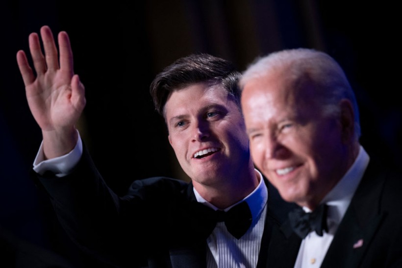 Colin Jost and President Joe Biden